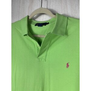 Polo Ralph Lauren Neon Green 1/4 Button Polo Mens L Pink Pony Y2K OG